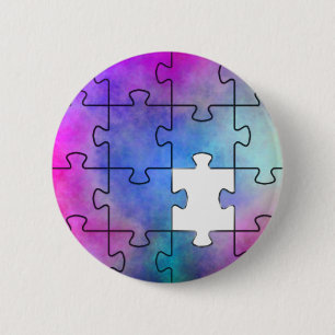 Badge Rond 5 Cm Autism Missing Piece - Pin