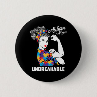 Badge Rond 5 Cm Autism Mom Unbreakable Sensibilisation sur l'autis