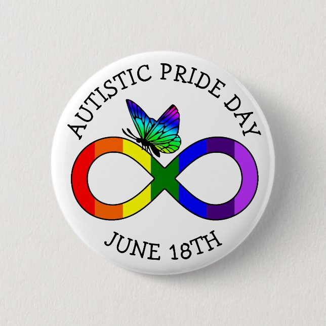 Badge Rond 5 Cm Autism Pride Day 18 juin Button (Devant)