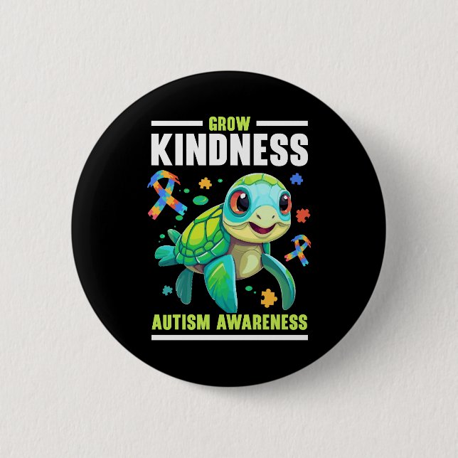 Badge Rond 5 Cm Autism Turtle Autistic Puzzle Sensibilisation sur  (Devant)