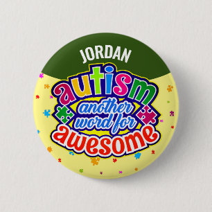 Badge Rond 5 Cm AUTISM un autre mot pour AWESOME