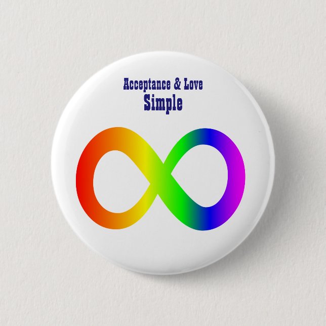 Badge Rond 5 Cm Autisme Acceptation Amour Simple - Neurododiversit (Devant)