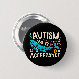 Badge Rond 5 Cm Autisme Acceptation Baleine