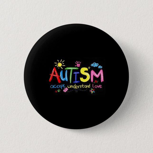 Badge Rond 5 Cm Autisme Accepter Comprendre l'amour Sensibilisatio (Devant)