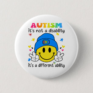 Badge Rond 5 Cm Autisme ce n'est pas un handicap c'est différent