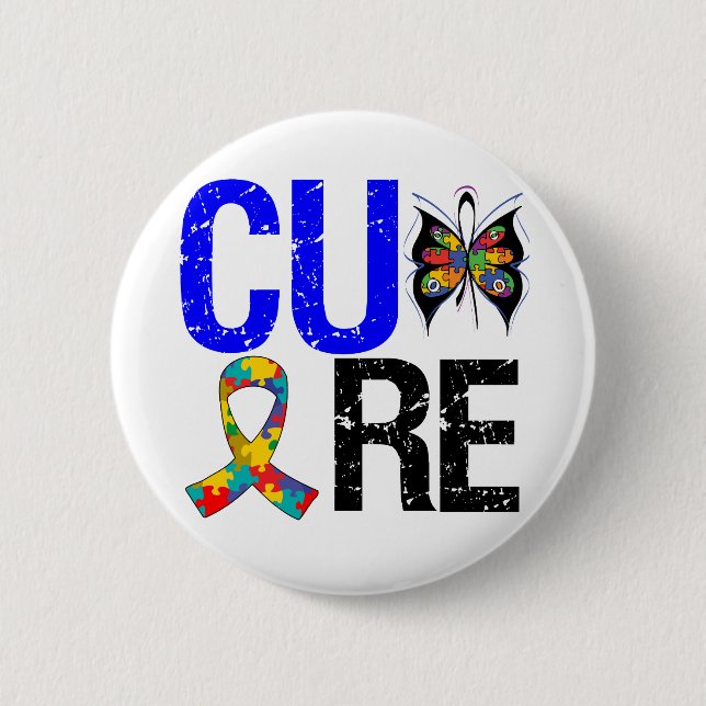 Badge Rond 5 Cm Autisme Cure (Devant)