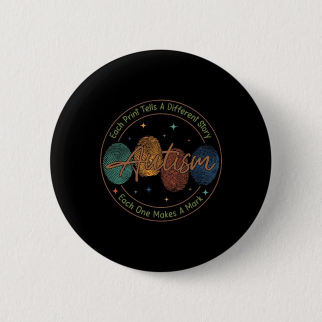 Badge Rond 5 Cm Autisme D'Empreinte Chaque Impression Raconte Une  (Devant)