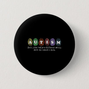 Badge Rond 5 Cm Autisme D'Empreinte Chaque Impression Raconte Une