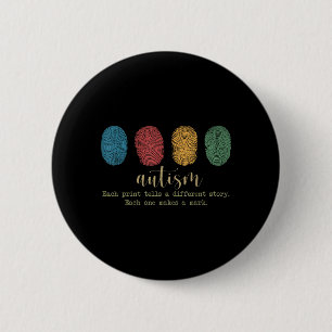 Badge Rond 5 Cm Autisme d'empreinte digitale pour hommes femmes ma