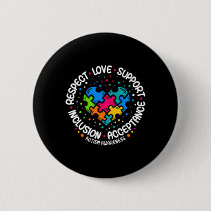 Badge Rond 5 Cm Autisme Femmes Hommes Respect Amour Soutien Autism
