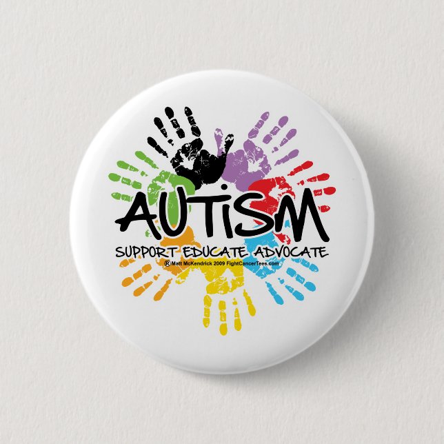 Badge Rond 5 Cm Autisme Handprint (Devant)