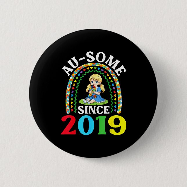 Badge Rond 5 Cm Autisme Incroyable Depuis 2019 Sensibilisation 7e  (Devant)