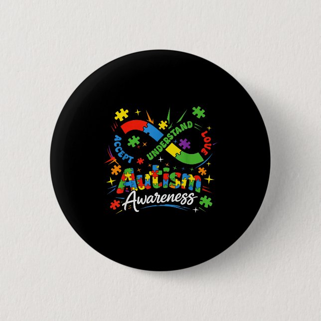 Badge Rond 5 Cm Autisme infinité neurodiversité accepter comprendr (Devant)