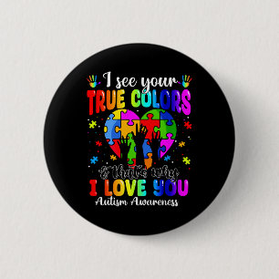 Badge Rond 5 Cm Autisme Main Je Vois Vos Vrais Couleurs Sensibilis