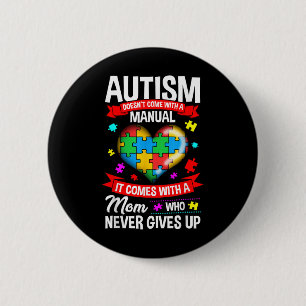 Badge Rond 5 Cm Autisme Maman Chemise Femmes Sensibilisation sur l