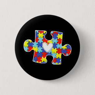 Badge Rond 5 Cm Autisme Maman Coeur Puzzle Pièce Sensibilisation s