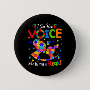 Badge Rond 5 Cm Autisme Maman Je suis sa voix Elle est mon coeur F