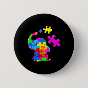 Badge Rond 5 Cm Autisme mignon Eléphant Sensibilisation sur l'auti