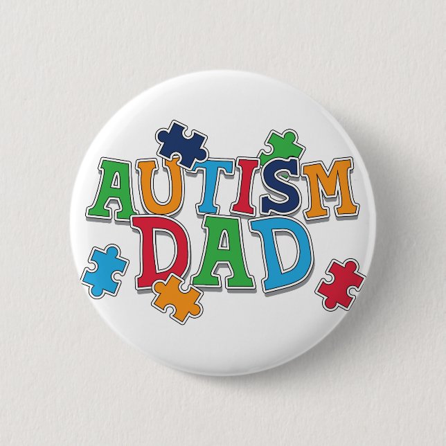 Badge Rond 5 Cm Autisme mignon Papa Autiste (Devant)