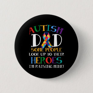 Badge Rond 5 Cm Autisme Papa Puzzle Ribbon Son Est Mon Héros Autis
