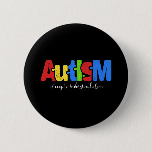Badge Rond 5 Cm Autisme Puzzle Accepter Comprendre l'amour Autisme