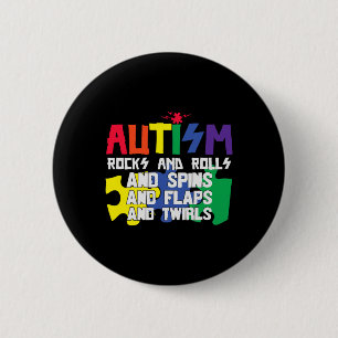 Badge Rond 5 Cm Autisme Rocks Rouleaux Flaps Et Twils