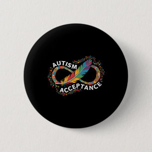 Badge Rond 5 Cm Autisme Rouge Au Lieu Du Symbole De L'Infini Accep