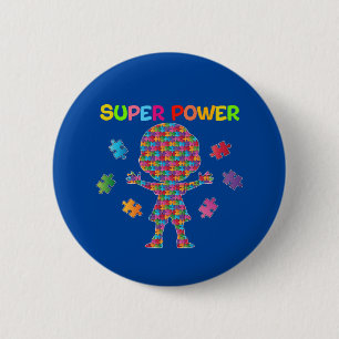 Badge Rond 5 Cm Autisme, super puissance