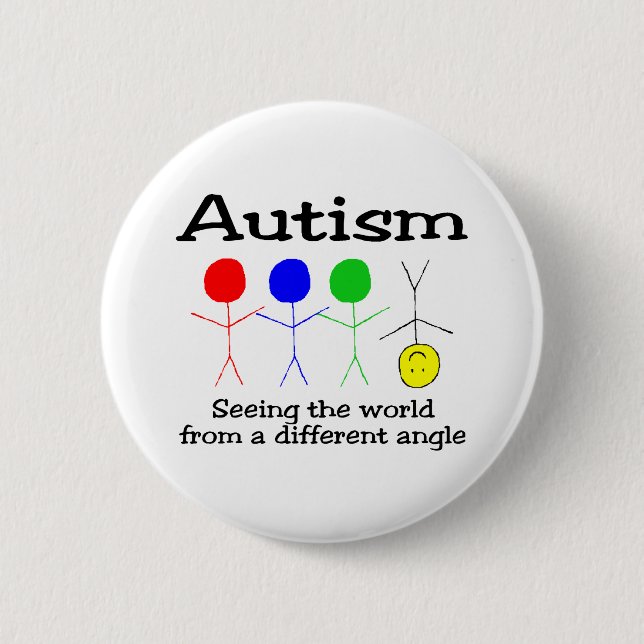 Badge Rond 5 Cm Autisme voyant le monde d'un angle différent (Devant)