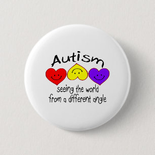 Badge Rond 5 Cm Autisme, voyant le monde d'un angle différent