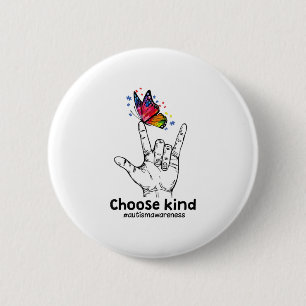 Badge Rond 5 Cm Autiste Choisir le papillon de Sensibilisation s