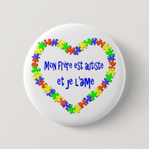 Badge Rond 5 Cm Autiste d'est de frère de Macaron lundi et l'aime