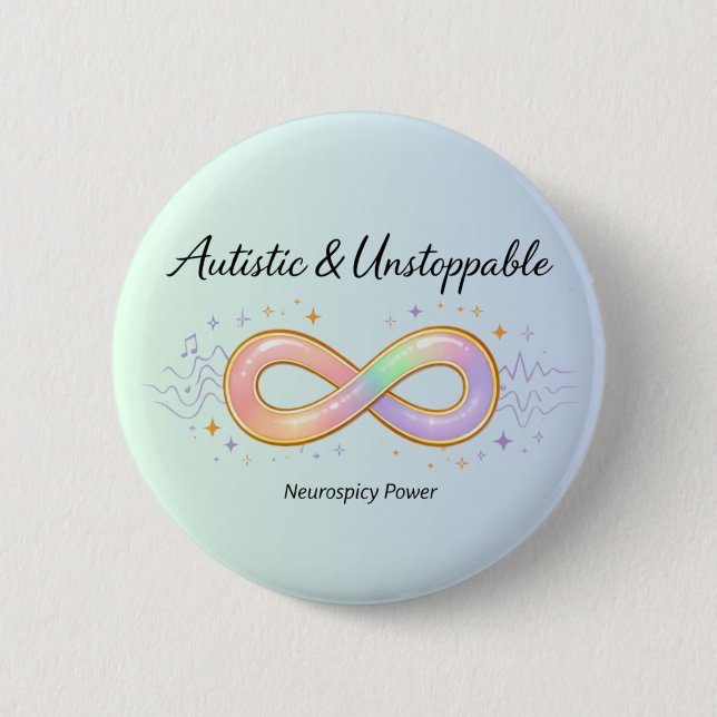 Badge Rond 5 Cm Autistic Unstoppable Pastel Infinity Symbol Gift (Devant)