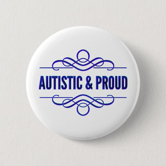 Badge Rond 5 Cm Autistique et fière perruque pourpre (Devant)