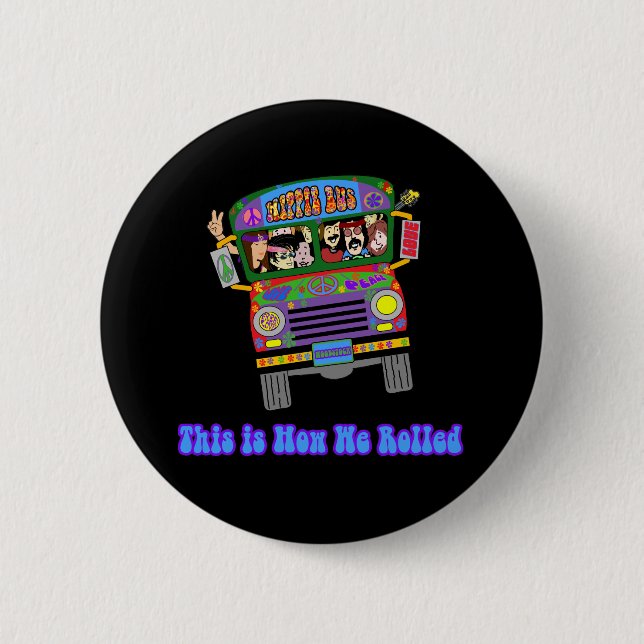 Badge Rond 5 Cm Autobus scolaire hippie (Devant)