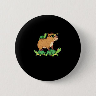 Badge Rond 5 Cm Autocollant de promenade relaxante de capybara ave