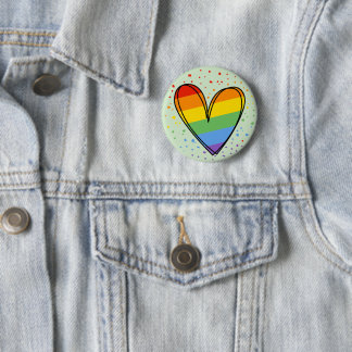 Badge Rond 5 Cm Autocollant Fierté Amour Cœur Gay Arc-en-ciel LGBT