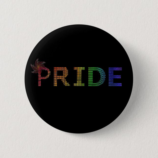 Badge Rond 5 Cm Autocollant Fierté - Texte Arc-en-ciel (Devant)