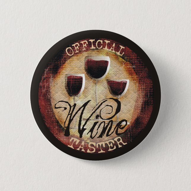 Badge Rond 5 Cm Autocollant officiel de bouton de goûteur de vin (Devant)