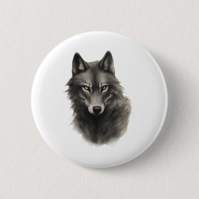 Badge Rond 5 Cm Autocollant visage de loup (Devant)