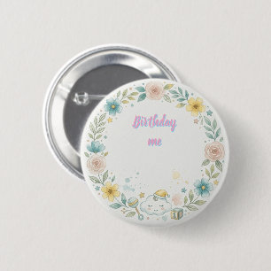 Badge Rond 5 Cm Autocollants de fête d'anniversaire à l'aquarelle