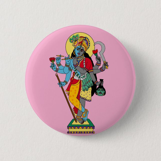 Badge Rond 5 Cm Autocollants Lord Krishnakali (Devant)
