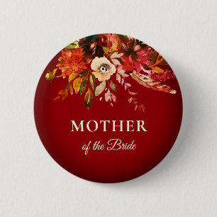 Badge Rond 5 Cm Automne Floral Automne Rouge Mère De La Mariée