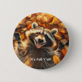 Badge Rond 5 Cm Automne Silly Raccoon personnalisable