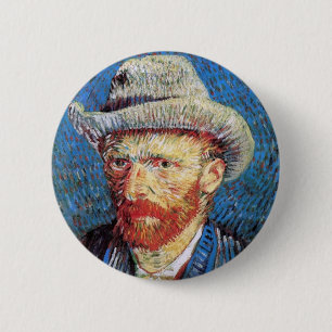 Badge Rond 5 Cm Autoportrait de Vincent Van Gogh au chapeau de feu