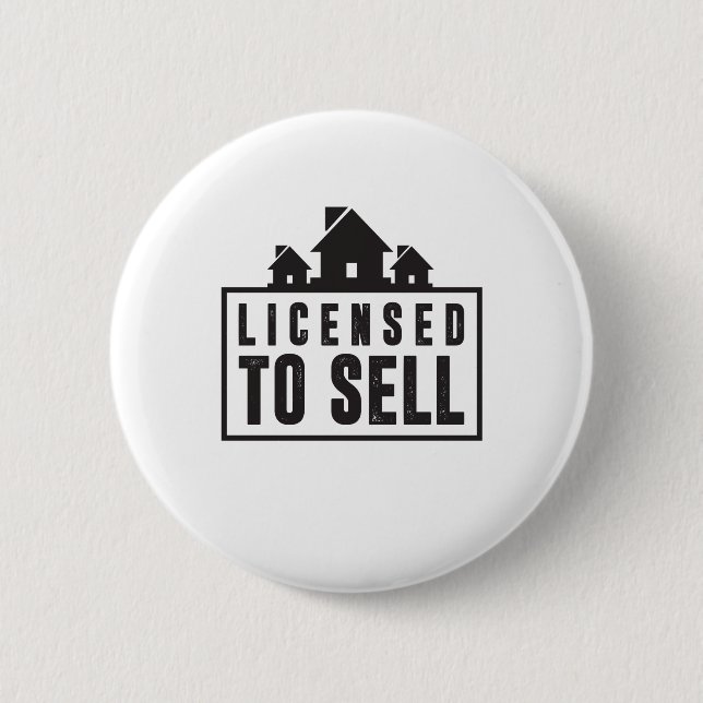 Badge Rond 5 Cm Autorisé à vendre le slogan d'immobiliers (Devant)