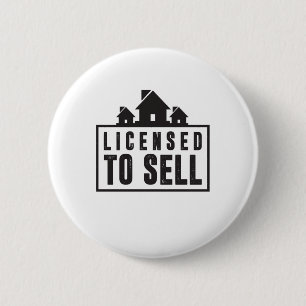 Badge Rond 5 Cm Autorisé à vendre le slogan d'immobiliers