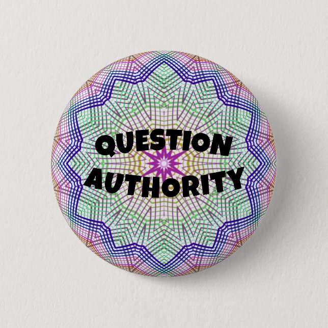 Badge Rond 5 Cm AUTORITÉ DES QUESTIONS (ou Modifier les mots) (Devant)