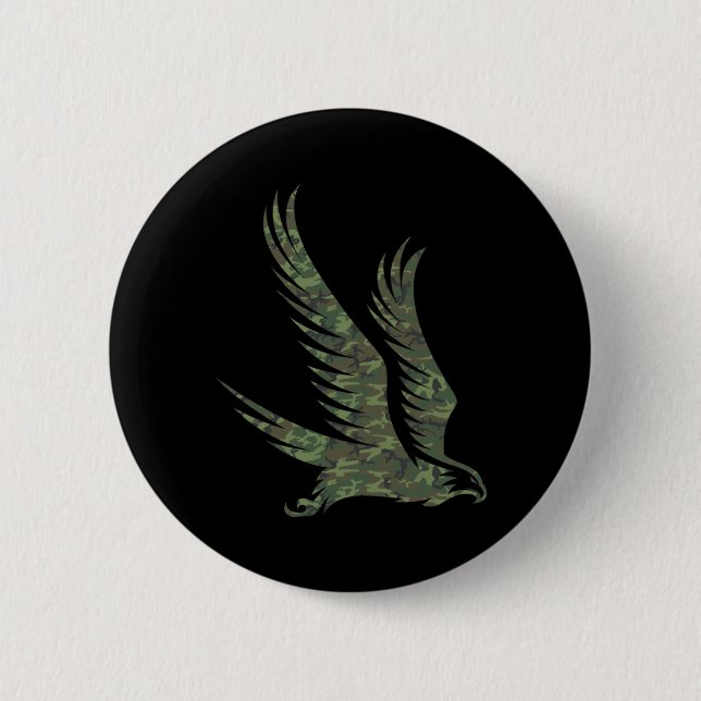 Badge Rond 5 Cm Autour militaire impression camouflage rapace vété (Devant)