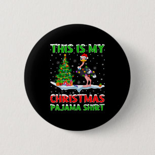 Badge Rond 5 Cm Autruche Oiseau Xmas Arbre Lumineux C'est Mon Noël